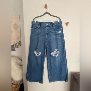 GAP Distressed Wide Leg Blue Jeans